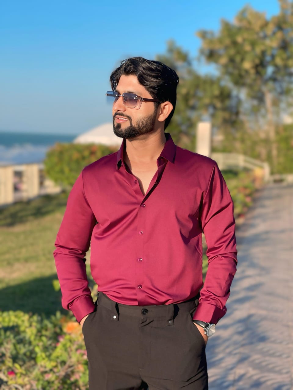 Men’s Mehroon Dress Shirt